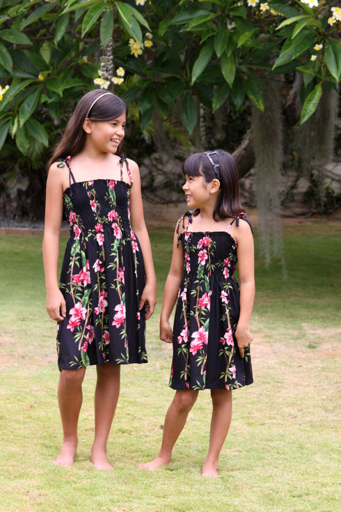 Plumeria Bamboo Panel Girl's Hawaiian Smocked Dress